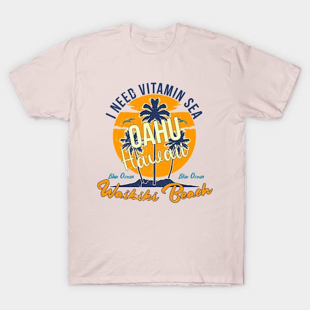 Oahu Hawaii Waikiki Beach T-Shirt by AdventureLife